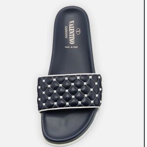 Valentino Rockstud Quilted Leather Slides